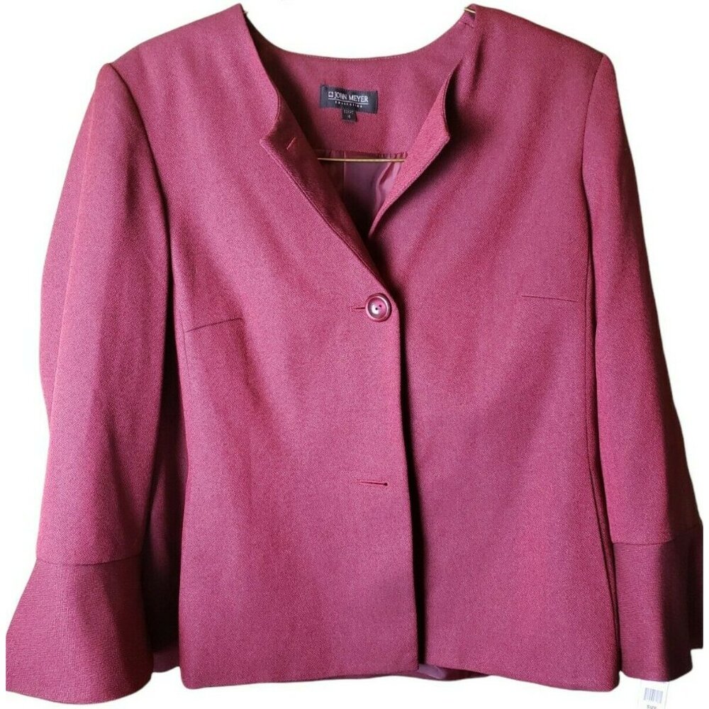 John Meyer Collection Suit Jacket Top Womens Rose Red Polyester Size 16 NWT